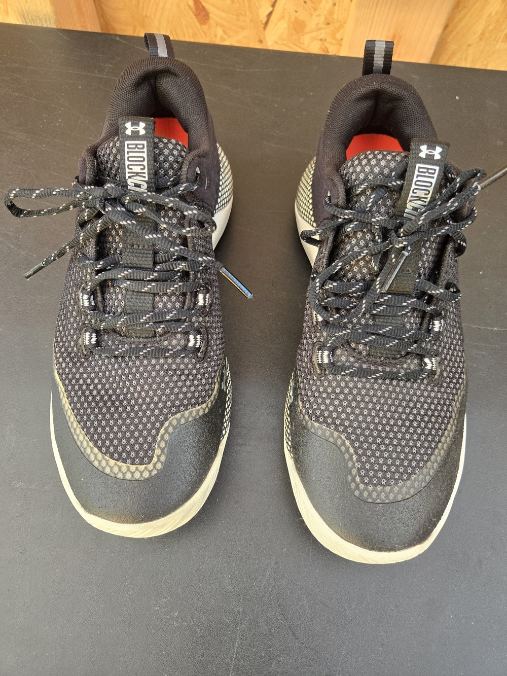 Under Armour Men’s Black Knit BlockCity Training Sneakers with White Soles